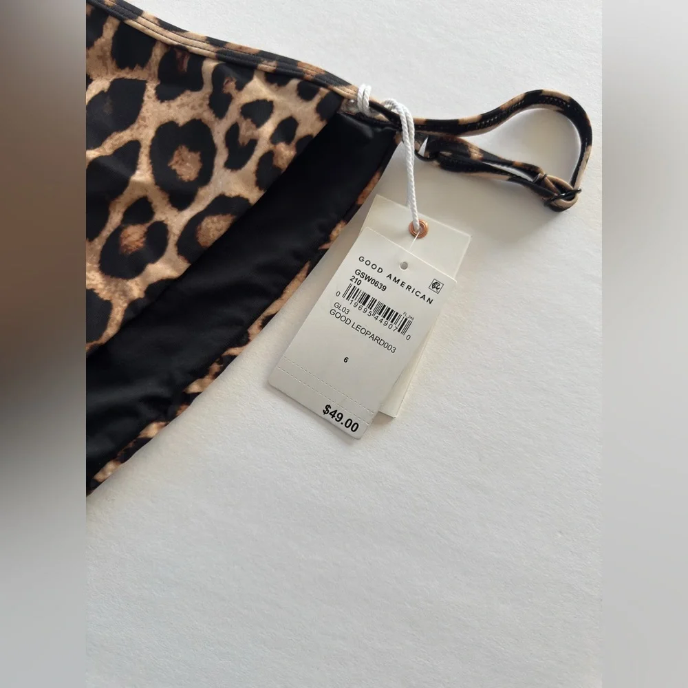 Good American “Perfect Fit” Leopard Bikini Bottom, New With Tags